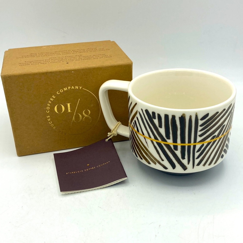 Starbucks 01/08 Mug Zebra Batik Print Ivory Brown & Gold Collectible Mug